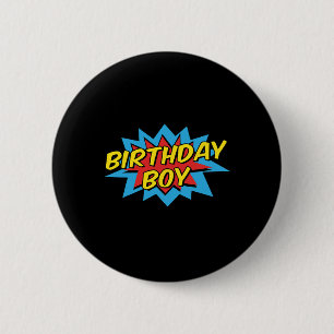 Birthday Boy Cute Kids Superhero Matching Comic Bi 6 Cm Round Badge