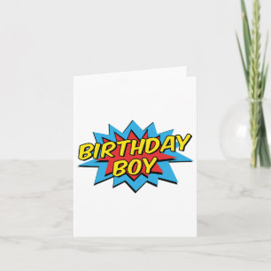 Birthday Boy Cute Kids Superhero Matching Comic Bi Card