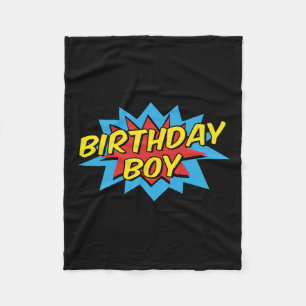 Birthday Boy Cute Kids Superhero Matching Comic Bi Fleece Blanket