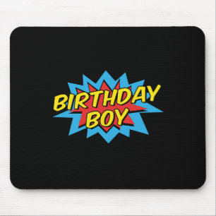 Birthday Boy Cute Kids Superhero Matching Comic Bi Mouse Pad