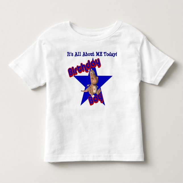 Birthday Boy Dinosaur All About Me Kids Toddler T-Shirt (Front)