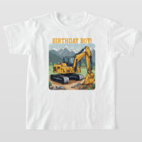 Birthday Boy Excavator Equipment Construction 