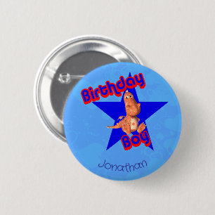 Birthday Boy Friendly Dinosaur Cute Personalised 6 Cm Round Badge