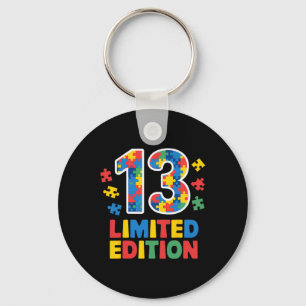 Birthday Boy Girl 13 Year Old Autism Awareness Tee Key Ring
