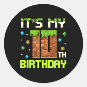 Birthday Boy It's My 10th Birthday Gamer Pixel Num Classic Round Sticker