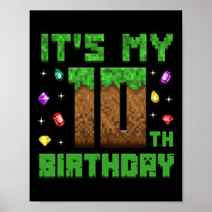 Birthday Boy It's My 10th Birthday Gamer Pixel Num Poster