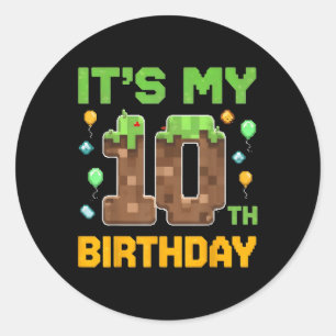 Birthday Boy Its My 10th Birthday Gamer Pixel Numb Classic Round Sticker