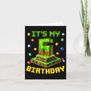 Birthday Boy Its My 6th Birthday Pixel Party 6 Yea Card