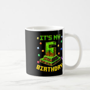 Birthday Boy Its My 6th Birthday Pixel Party 6 Yea Coffee Mug