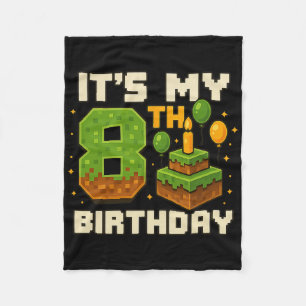 Birthday Boy It's My 8th Birthday Gamer Pixel Boy  Fleece Blanket
