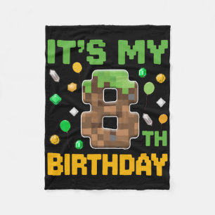 Birthday Boy It's My 8th Birthday Gamer Pixel Numb Fleece Blanket