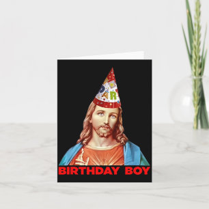 Birthday Boy Jesus Funny Christmas Party Hat Card