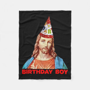 Birthday Boy Jesus Funny Christmas Party Hat  Fleece Blanket