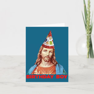 Birthday Boy Jesus Funny Christmas Party Hat Long  Card