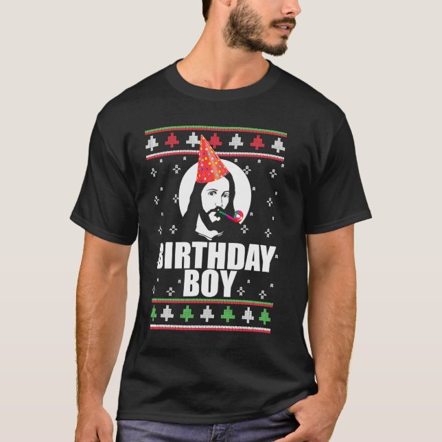 BIRTHDAY BOY JESUS Funny Ugly Christmas Sweater De (Front)