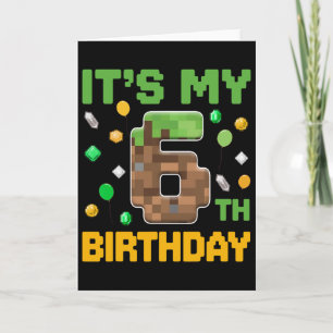 Birthday Boy Kids It's My 6th Birthday Gamer Pixel Card