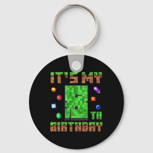 Birthday Boy Kids It's My 8th Birthday Gamer Pixel Key Ring