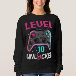 Birthday Boy Level 10 Unlocked  10 Years Old Gamer Sweatshirt