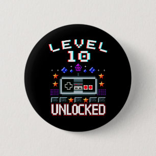 Birthday Boy Level 10 Unlocked Funny Video Game Ga 6 Cm Round Badge