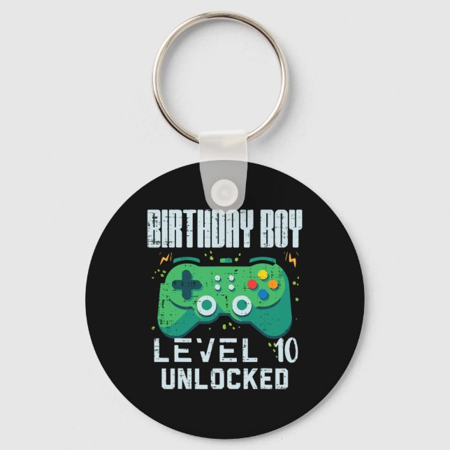 Birthday Boy Level 10 Unlocked Gamer Controller 10 Key Ring (Front)
