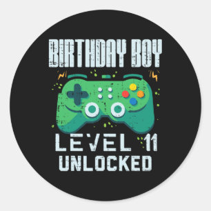 Birthday Boy Level 11 Unlocked Gamer Controller 11 Classic Round Sticker