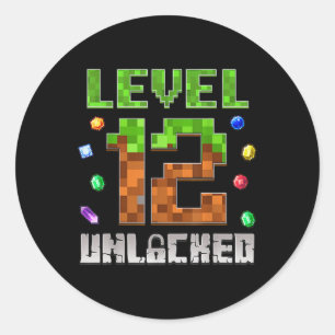 Birthday Boy Level 12 Unlocked 12th Birthday Game Classic Round Sticker