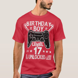 Birthday Boy Level 17 Unlocked 17th Birthday Video T-Shirt