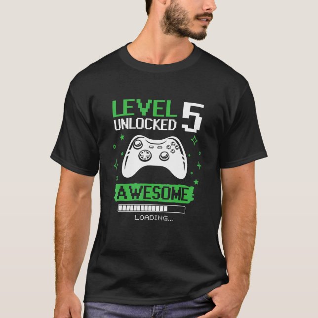 Birthday Boy Level 5 Unlocked Video Game Birthday  T-Shirt (Front)