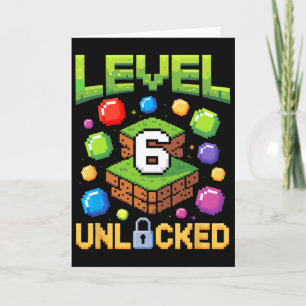 Birthday Boy Level 6 Unlocked 6th Birthday Game Pi Card