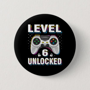 Birthday Boy Level 6 Unlocked Video Gamer 6 Years Cm Round Badge