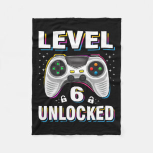 Birthday Boy Level 6 Unlocked Video Gamer 6 Years Fleece Blanket