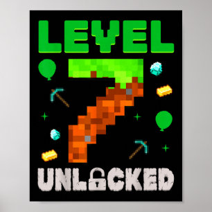 Birthday Boy Level 7 Unlocked 7th Birthday Game Pi Poster