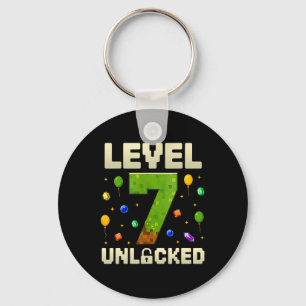Birthday Boy Level 7 Unlocked 7th Birthday Pixel G Key Ring