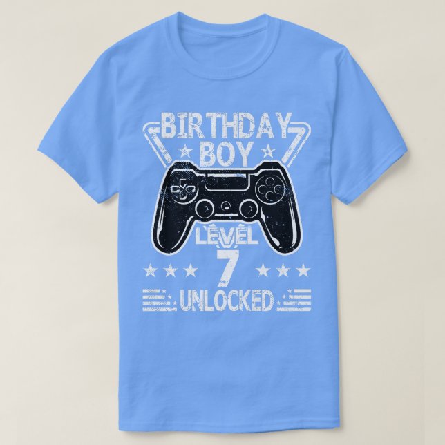 Birthday Boy Level 7 Unlocked 7th Birthday Video G T-Shirt (Design Front)