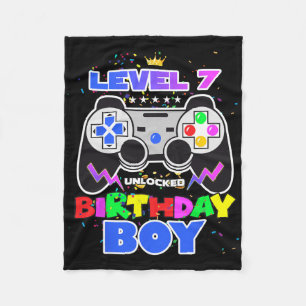 Birthday Boy Level 7 Unlocked Video Game 7th Birth Fleece Blanket
