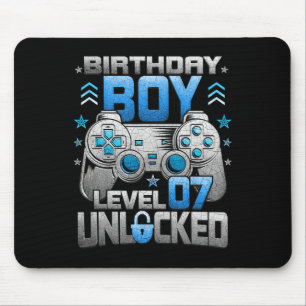 Birthday Boy Level 7 Unlocked Video Game Party  Mouse Pad