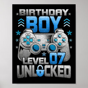 Birthday Boy Level 7 Unlocked Video Game Party  Poster