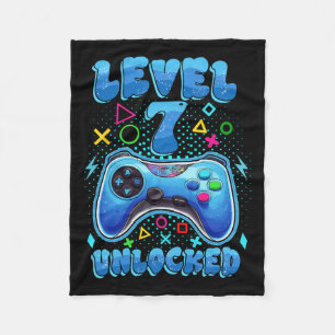 Birthday Boy Level 7 Unlocked Video Gamer Birthday Fleece Blanket
