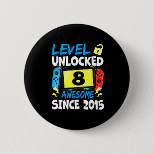 Birthday Boy Level 8 Unlocked Awesome 2015 Video G 6 Cm Round Badge