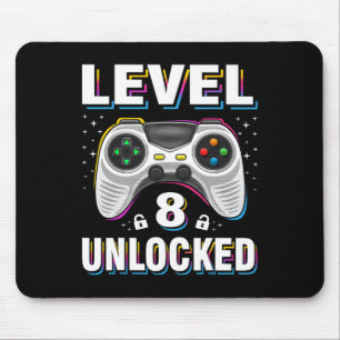 Birthday Boy Level 8 Unlocked Video Gamer 8 Years Mouse Pad