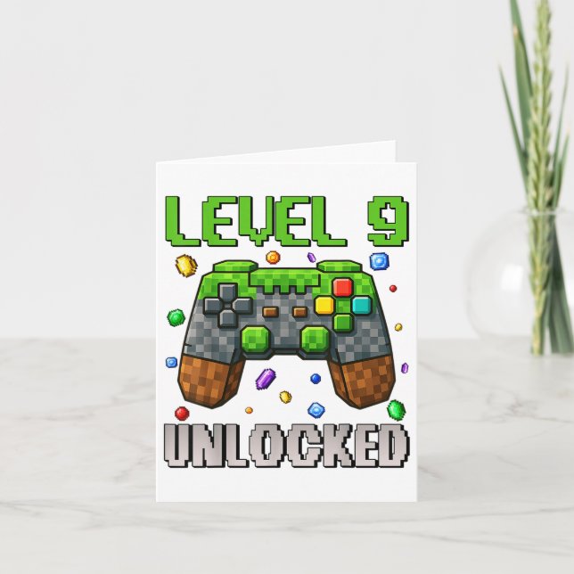 Birthday Boy Level 9 Unlocked 9th Birthday Game Pi Card (Front)