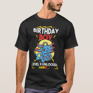 Birthday Boy Level 9 Unlocked  Axolotl 9th Video G T-Shirt