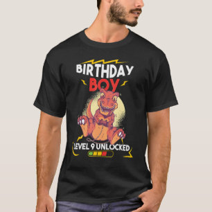 Birthday Boy Level 9 Unlocked  Rex 9th Video Game  T-Shirt