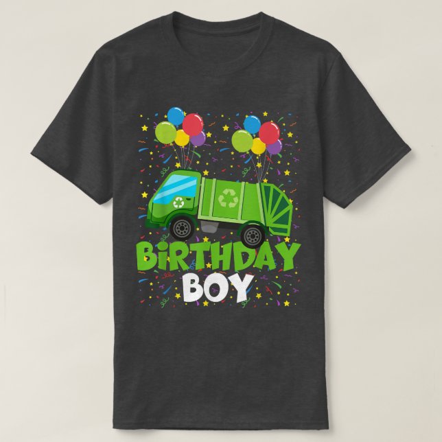 Birthday Boy Matching Garbage Truck Theme Party Ki T-Shirt (Design Front)