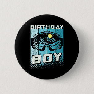 Birthday boy men's birthday apparel snowboard 6 cm round badge