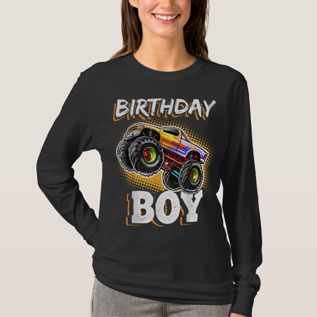Birthday Boy Monster Truck Birthday Party Gift for T-Shirt (Front)