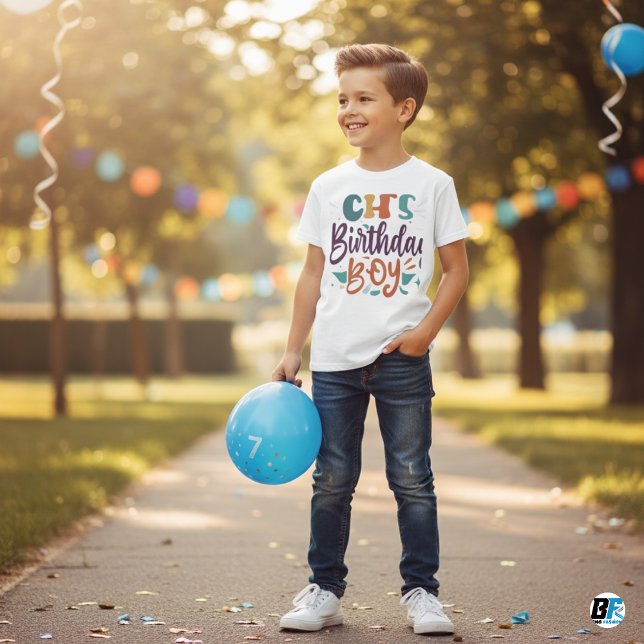Birthday Boy Multicolor Text Design T-Shirt (Creator Uploaded)