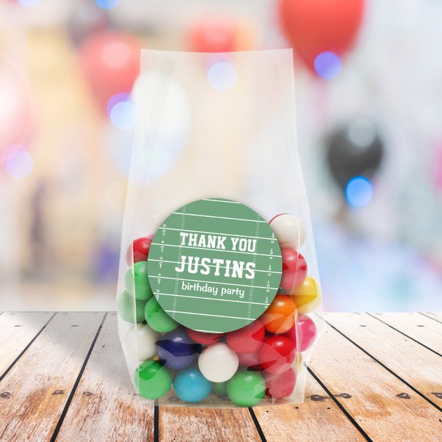 Birthday Boy Party Football Sports Custom Classic Round Sticker (Creator Uploaded)