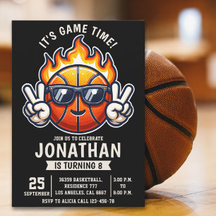  Birthday Boy party with a basketball Ball theme Invitation