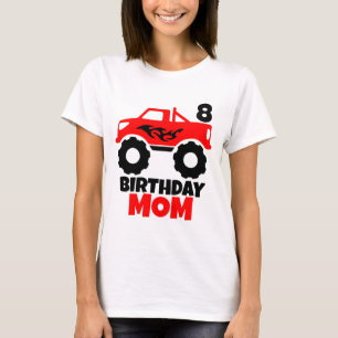 Birthday Boy Red Monster Truck Matching Mom T-Shirt